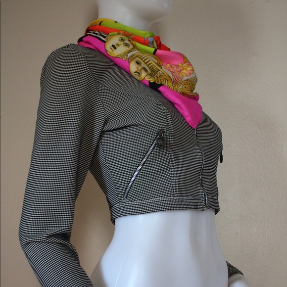 🩶 Vintage '90s Versace Jeans Couture Cropped Zippered Jacket - Picture 3 of 15